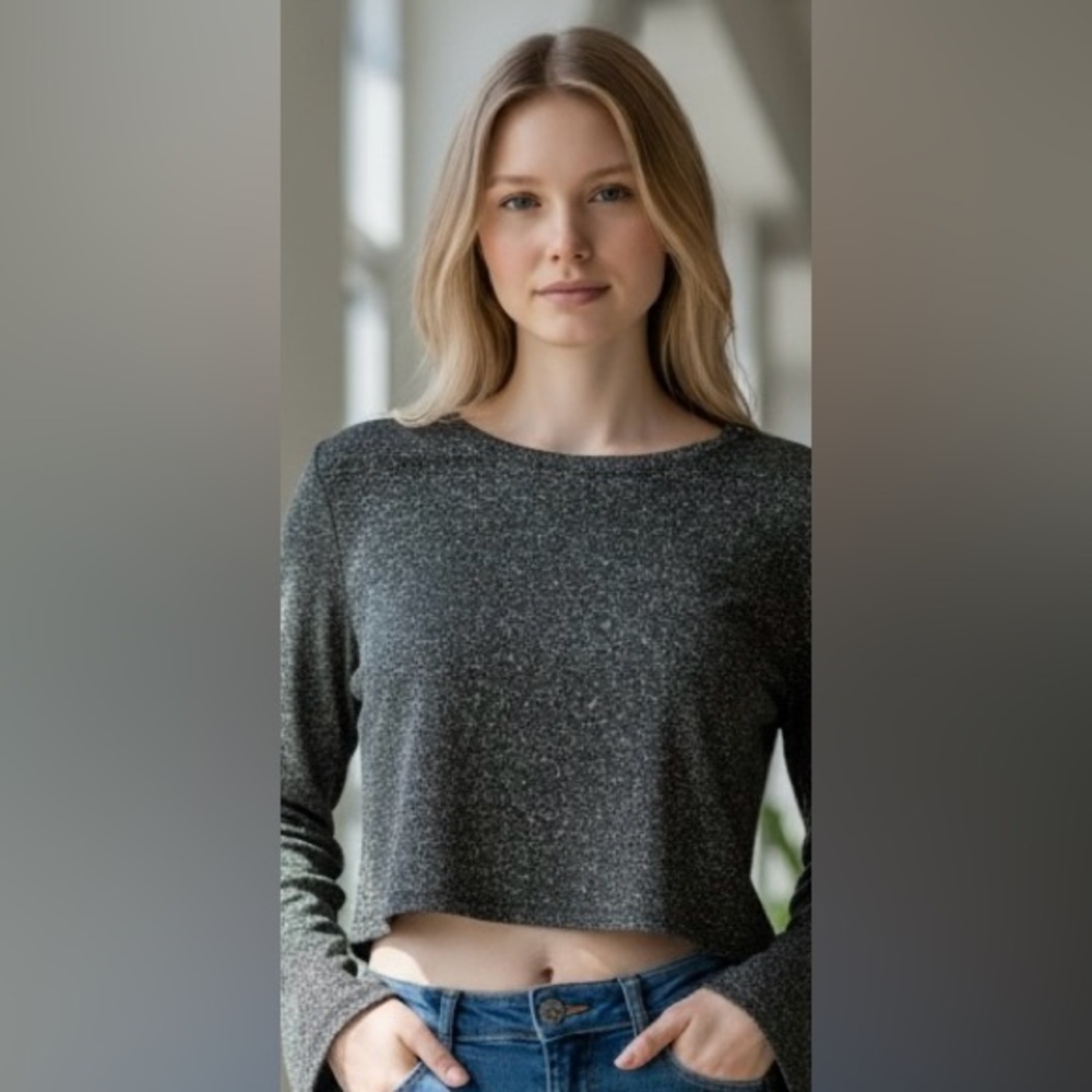Express Gray Long Sleeve Top cozy